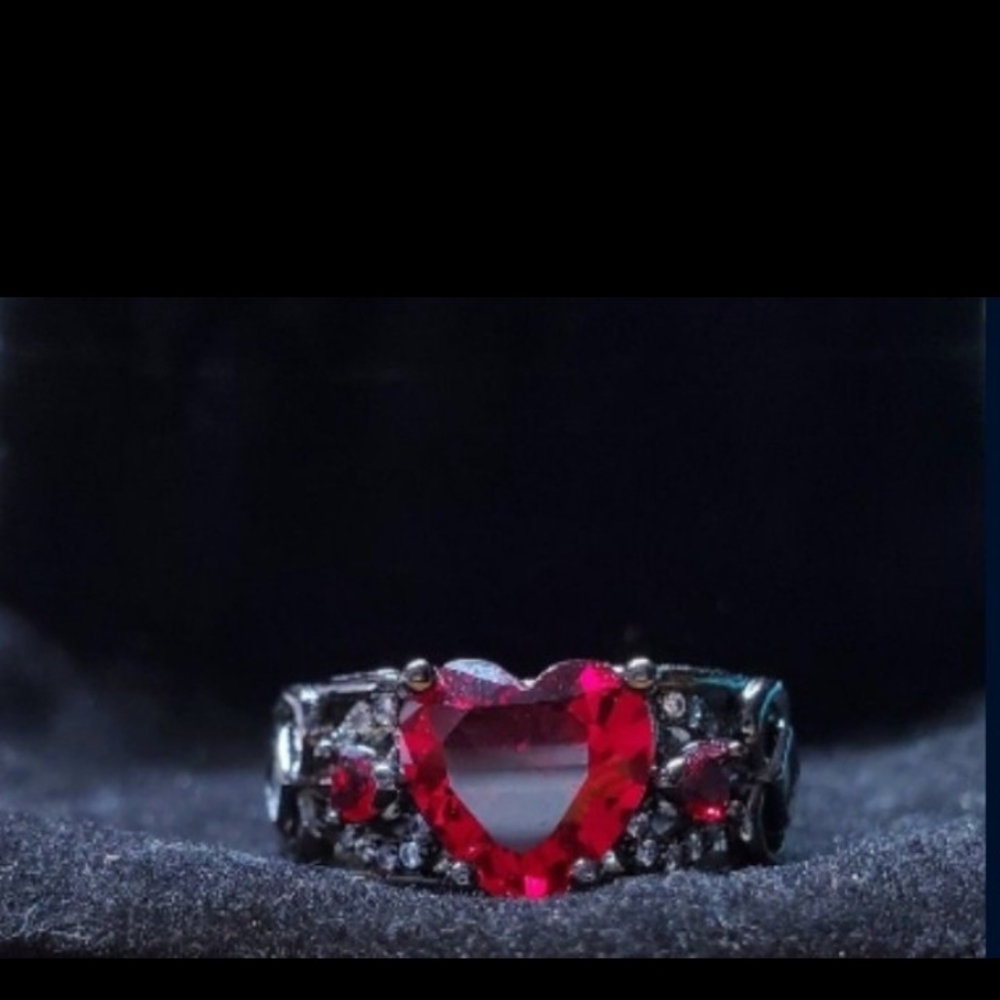 Heart-Shaped Red Gemstone Ring